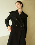 SOFT BEAVER TWO-PLY FINE WOOL BIG COLLAR COAT