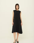 TRIACETATE SLEEVELESS FLARE DRESS