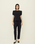 TRIACETATE-(S) PEPLUM PUFF SLEEVES BLOUSE