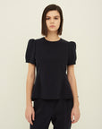 TRIACETATE-(S) PEPLUM PUFF SLEEVES BLOUSE