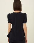 TRIACETATE-(S) PEPLUM PUFF SLEEVES BLOUSE