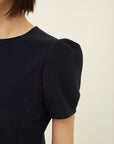 TRIACETATE-(S) PEPLUM PUFF SLEEVES BLOUSE