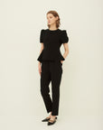 TRIACETATE-(S) PEPLUM PUFF SLEEVES BLOUSE