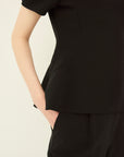 TRIACETATE-(S) PEPLUM PUFF SLEEVES BLOUSE
