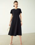 TRIACETATE FRENCH-SLEEVE DRESS