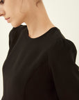 TRIACETATE-(H) VIRGIN WOOL PEPLUM BLOUSE