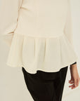 TRIACETATE-(H) VIRGIN WOOL PEPLUM BLOUSE