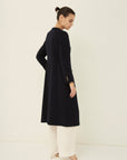 SOFT BEAVER TWO-PLY FINE WOOL NO-COLLAR DOUBLE BUTTON COAT