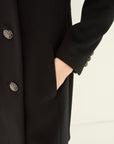 SOFT BEAVER TWO-PLY FINE WOOL NO-COLLAR DOUBLE BUTTON COAT