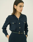 TRIACETATE-(D) V-NECK BLOUSE