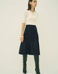 WOOL 140's TUCK SKIRT