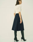WOOL 140's TUCK SKIRT