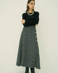 MONOTONE CHECK TWEED LONG SKIRT