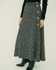 MONOTONE CHECK TWEED LONG SKIRT