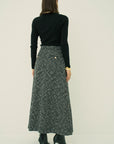 MONOTONE CHECK TWEED LONG SKIRT