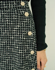 MONOTONE CHECK TWEED LONG SKIRT
