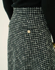 MONOTONE CHECK TWEED LONG SKIRT