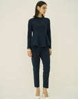TRIACETATE-(H) STAND COLLAR FLARED BLOUSE