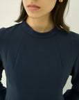 TRIACETATE-(H) STAND COLLAR FLARED BLOUSE