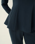 TRIACETATE-(H) STAND COLLAR FLARED BLOUSE