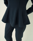 TRIACETATE-(H) STAND COLLAR FLARED BLOUSE