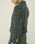MONOTONE CHECK TWEEO SHORT JACKET