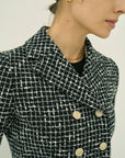 MONOTONE CHECK TWEEO SHORT JACKET