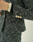 MONOTONE CHECK TWEEO SHORT JACKET