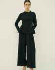 TRIACETATE-(H) STAND COLLAR FLARED BLOUSE