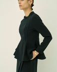 TRIACETATE-(H) STAND COLLAR FLARED BLOUSE