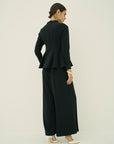 TRIACETATE-(H) STAND COLLAR FLARED BLOUSE