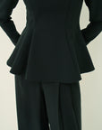TRIACETATE-(H) STAND COLLAR FLARED BLOUSE
