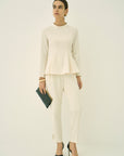 TRIACETATE-(H) STAND COLLAR FLARED BLOUSE