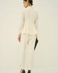 TRIACETATE-(H) STAND COLLAR FLARED BLOUSE
