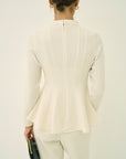 TRIACETATE-(H) STAND COLLAR FLARED BLOUSE