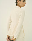 TRIACETATE-(H) STAND COLLAR FLARED BLOUSE