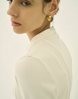 TRIACETATE-(H) STAND COLLAR FLARED BLOUSE
