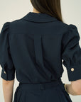TRIACETATE - (D) V-NECK HALF-SLEEVE BLOUSE