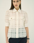 COTTON SILK CHECK BLOUSE