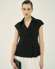 TRIACETATE DOUBLE BREASTED SLEEVELESS JACKET