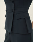 TRIACETATE DOUBLE BREASTED SLEEVELESS JACKET