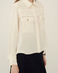 TRIACETATE - (P) HORIZONTAL TUCK BLOUSE