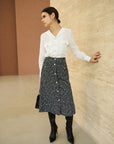 MONOTONE CHECK TWEED SKIRT