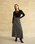 MONOTONE CHECK TWEED LONG SKIRT