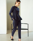 TRIACETATE-(H) STAND COLLAR FLARED BLOUSE