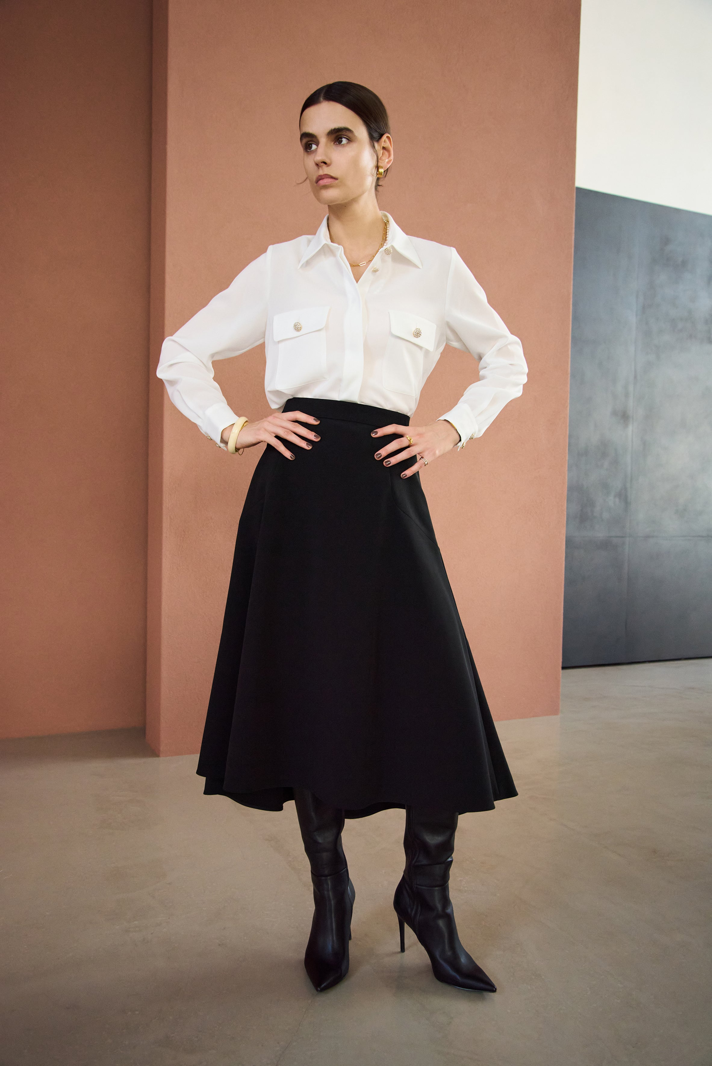 エムダブリュー MW TRIACETATE-(H) FLARE ブラウス 36 TRIACETATE-(D) BLOUSE – MW