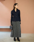 MONOTONE CHECK TWEED LONG SKIRT