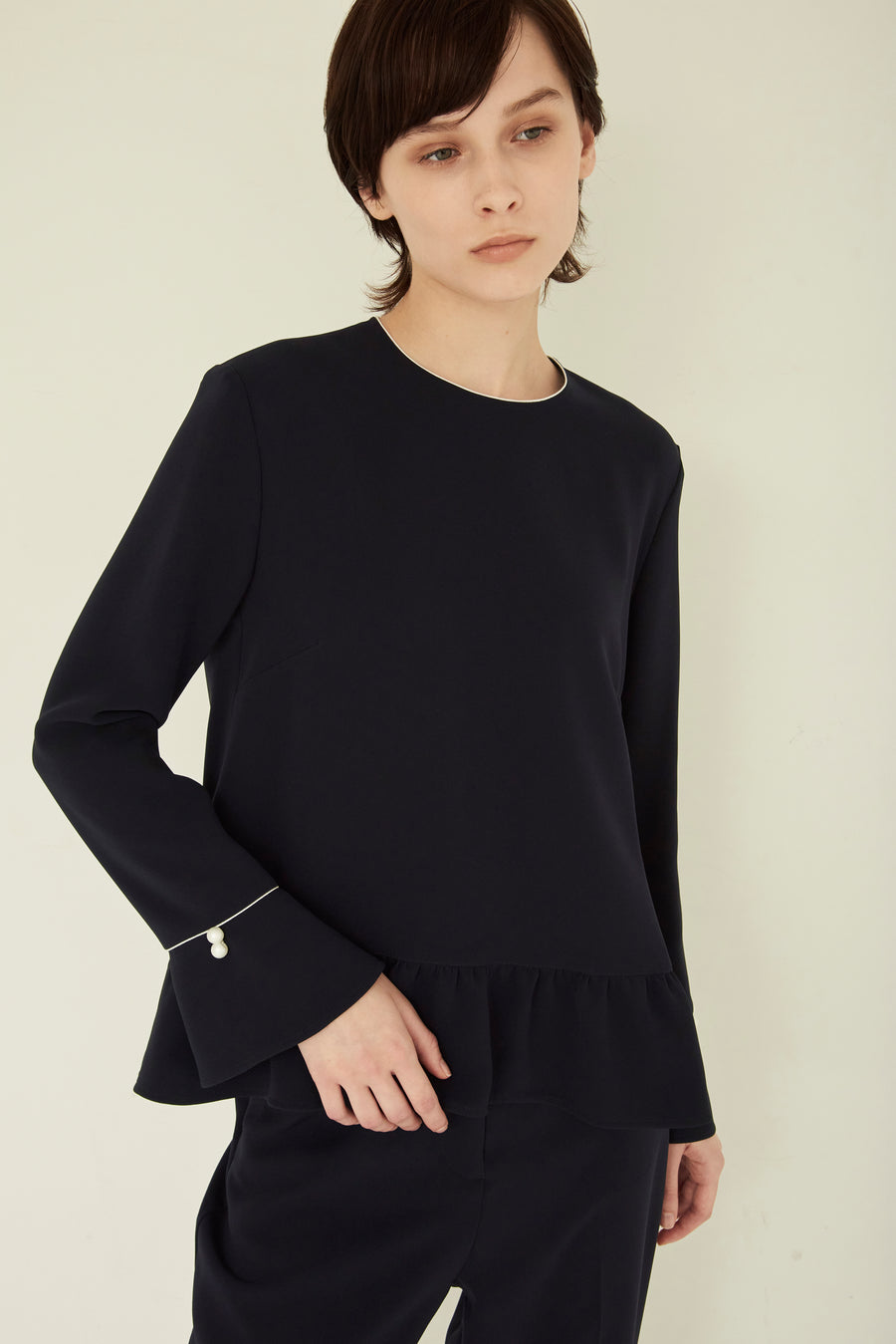 TRIACETATE PEPLUM BLOUSE