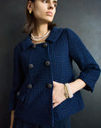 WAFFLE GLITTER TWEED DOUBLE BUTTON JACKET