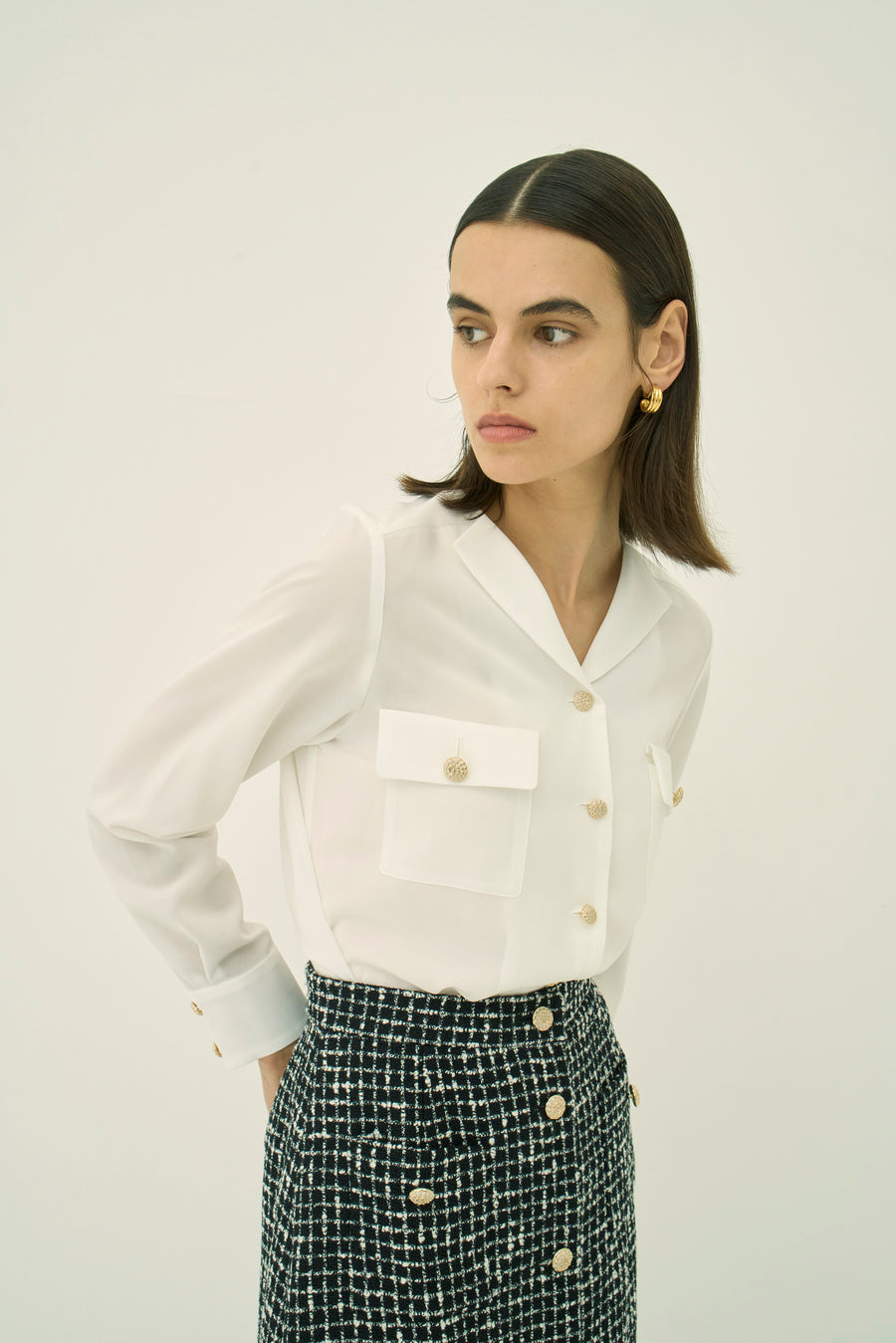 TRIACETATE-(D) V-NECK BLOUSE